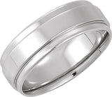 14K White 7 mm Flat Edge Band Size 8.5 