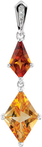 Sterling Silver Natural Madeira, Natural Citrine & .025 CTW Natural Diamond Pendant