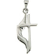 14K White Methodist Cross Pendant