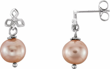 Sterling Silver Cultured Pink Freshwater Pearl Dangle Earrings