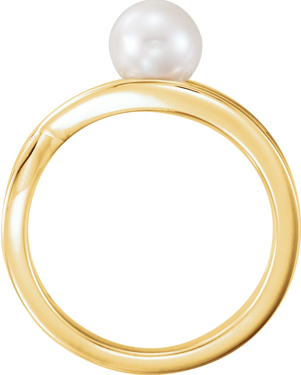 14K Yellow Cultured White Freshwater Pearl Ring