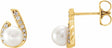 14K Yellow Cultured White Freshwater Pearl & 1/10 CTW Natural Diamond Earrings