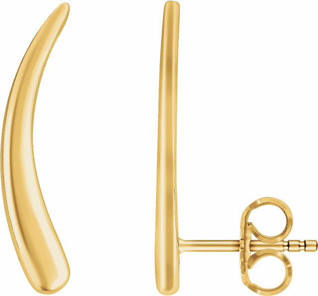 14K Yellow Curved Ear Climbers