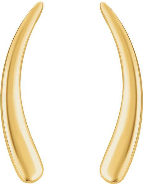 14K Yellow Curved Ear Climbers