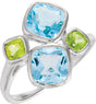 Sterling Silver Natural Sky Blue Topaz & Natural Peridot Ring