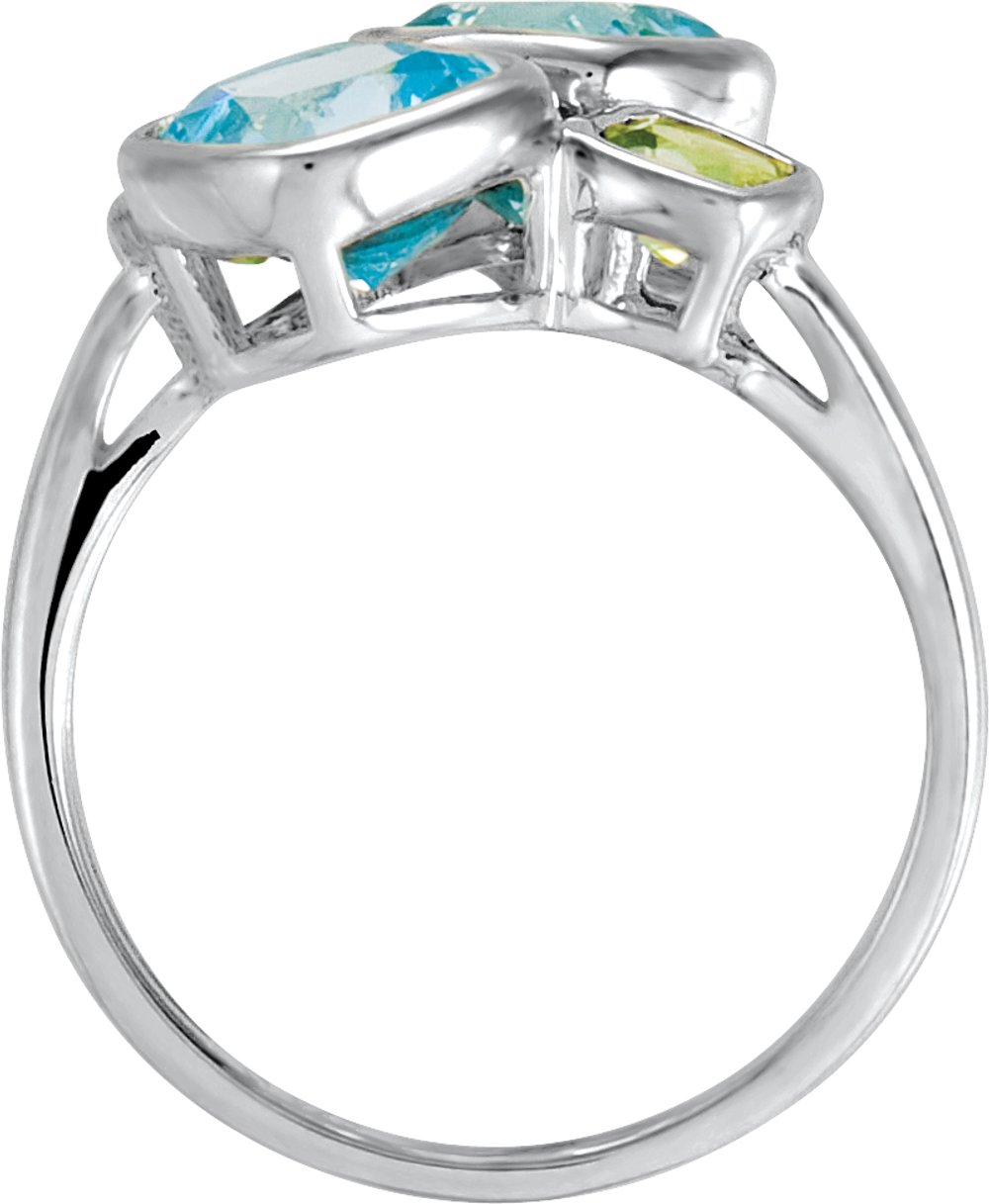 Sterling Silver Natural Sky Blue Topaz & Natural Peridot Ring