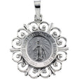 14K White 18 mm Round Miraculous Medal  