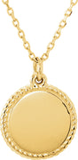 14K Yellow Gold Engravable Round 16-18" Rope Necklace