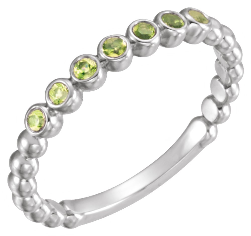 14K White Gold Natural Peridot Stackable Ring