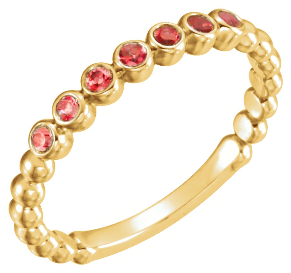14K Yellow Gold Natural Mozambique Garnet Stackable Ring