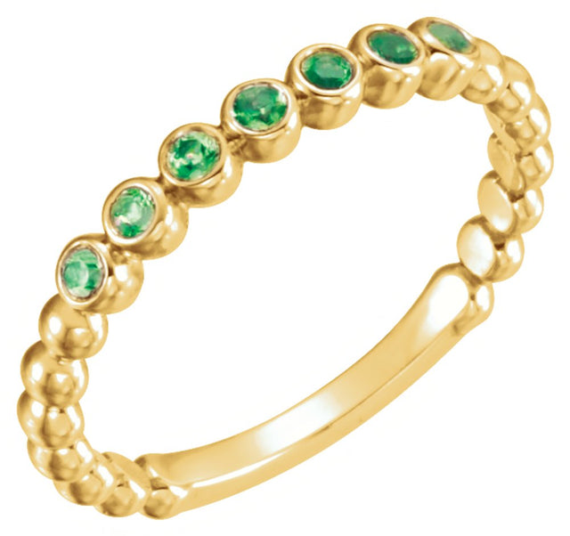 14K Yellow Gold Natural Emerald Stackable Ring