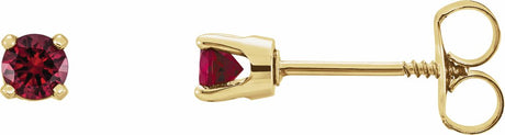 14K Yellow Gold Natural Ruby Youth Earrings