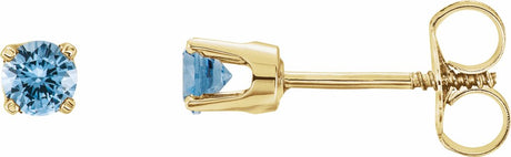 14K Yellow Gold Natural Aquamarine Youth Earrings