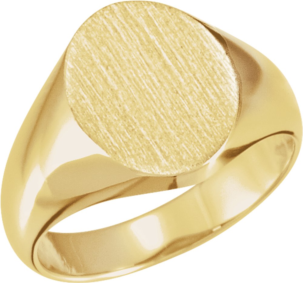10K Yellow Gold 12x10 mm Oval Signet Ring