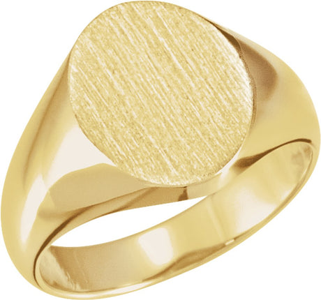 14K Yellow 12x10 mm Oval Signet Ring