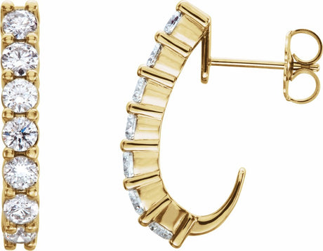 14K Yellow 3/4 CTW Lab-Grown Diamond J-Hoop Earrings