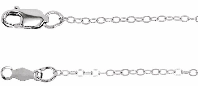 14K White Gold 1.3 mm Flat Cable 20" Chain