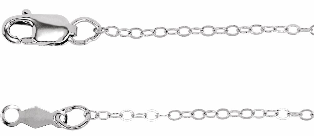 14K White Gold 1.3 mm Flat Cable 18" Chain