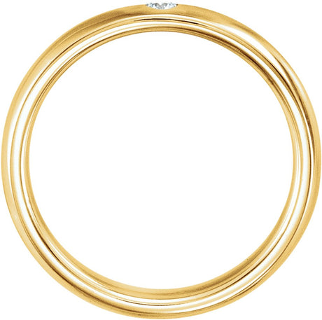 14K Yellow .06 CT Natural Diamond Gypsy-Set Comfort-Fit Band Size 5