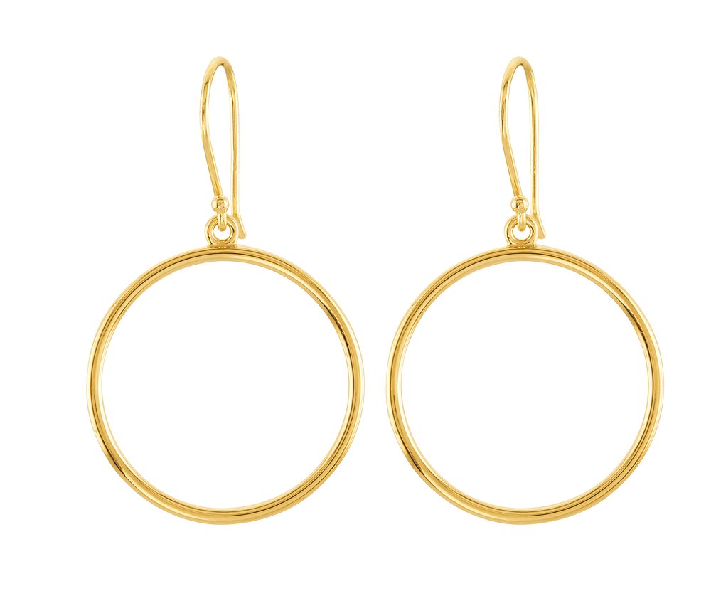 14K Yellow Circle Earrings