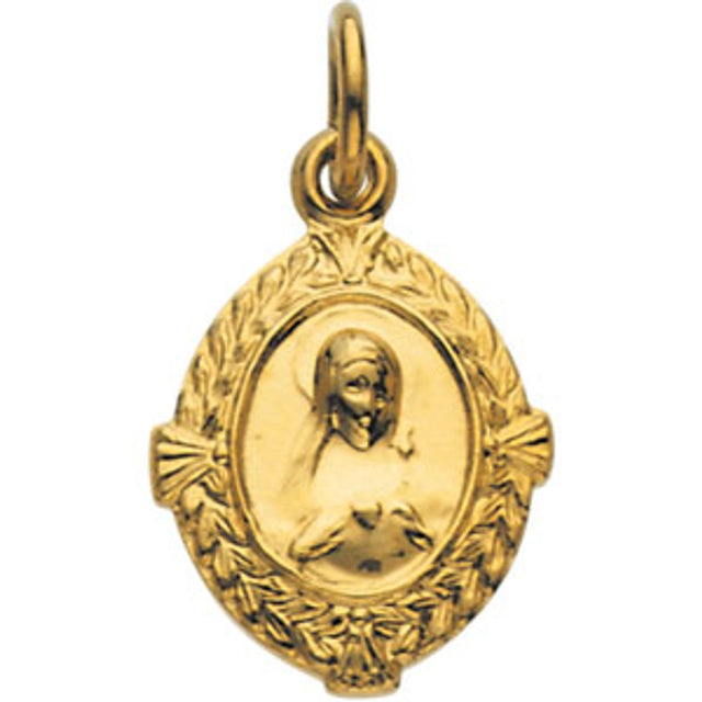 14K Yellow 12x9 mm Immaculate Heart of Mary Medal