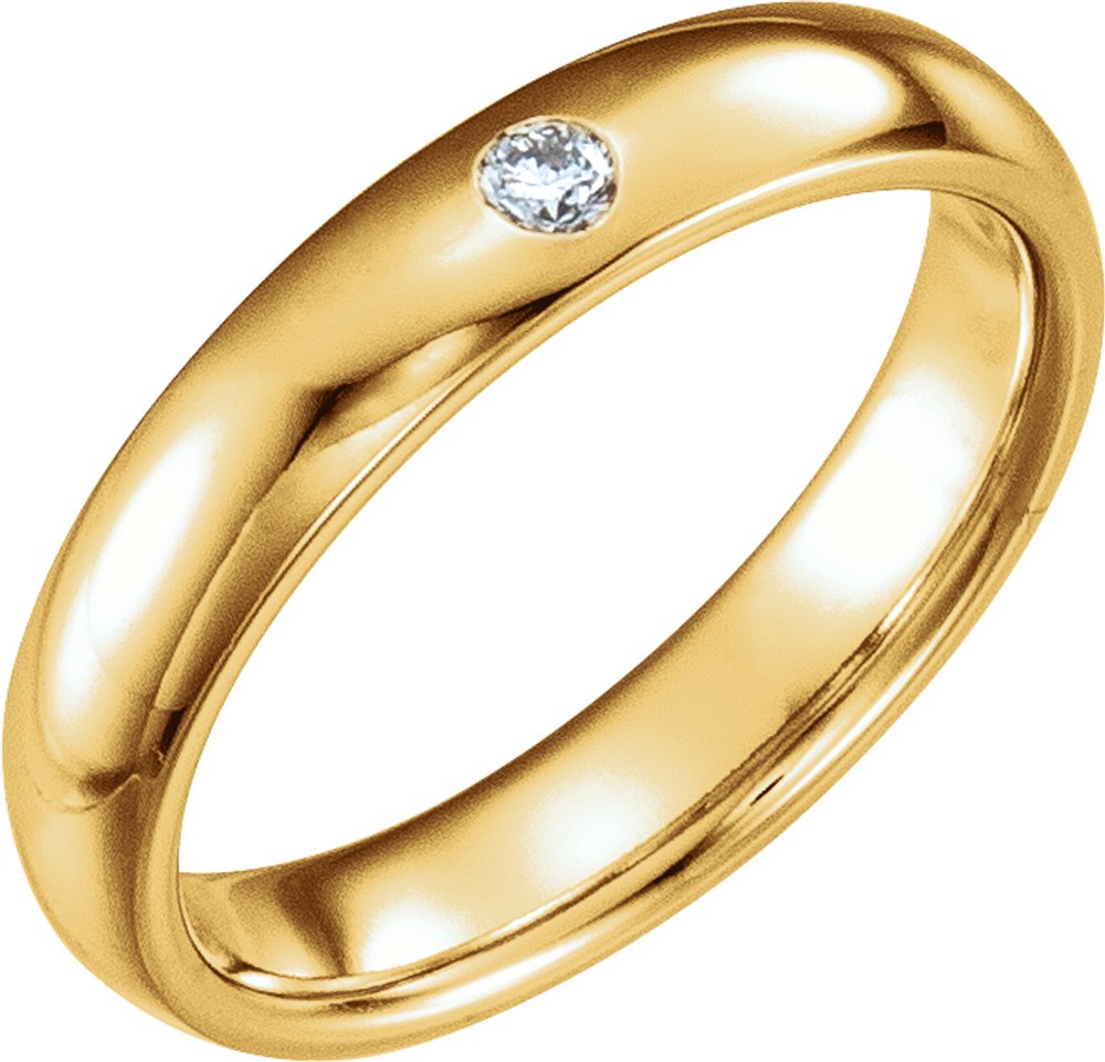 14K Yellow .06 CT Natural Diamond Gypsy-Set Comfort-Fit Band Size 5