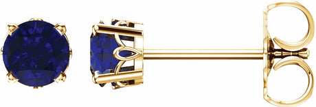14K Yellow Gold Natural Blue Sapphire Scroll Setting® Stud Earrings