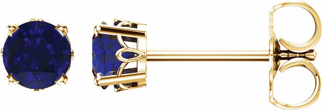 14K Yellow Gold Natural Blue Sapphire Scroll Setting® Stud Earrings