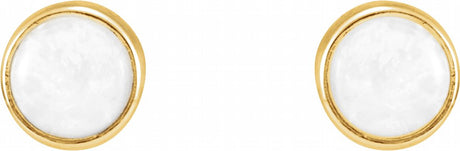 14K Yellow Natural White Opal Earrings