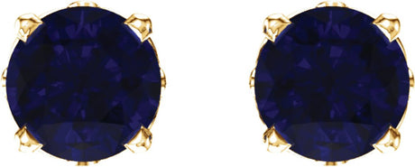 14K Yellow Gold Natural Blue Sapphire Scroll Setting® Stud Earrings