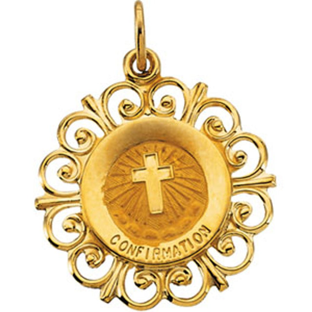 14K Yellow 18 mm Confirmation Medal