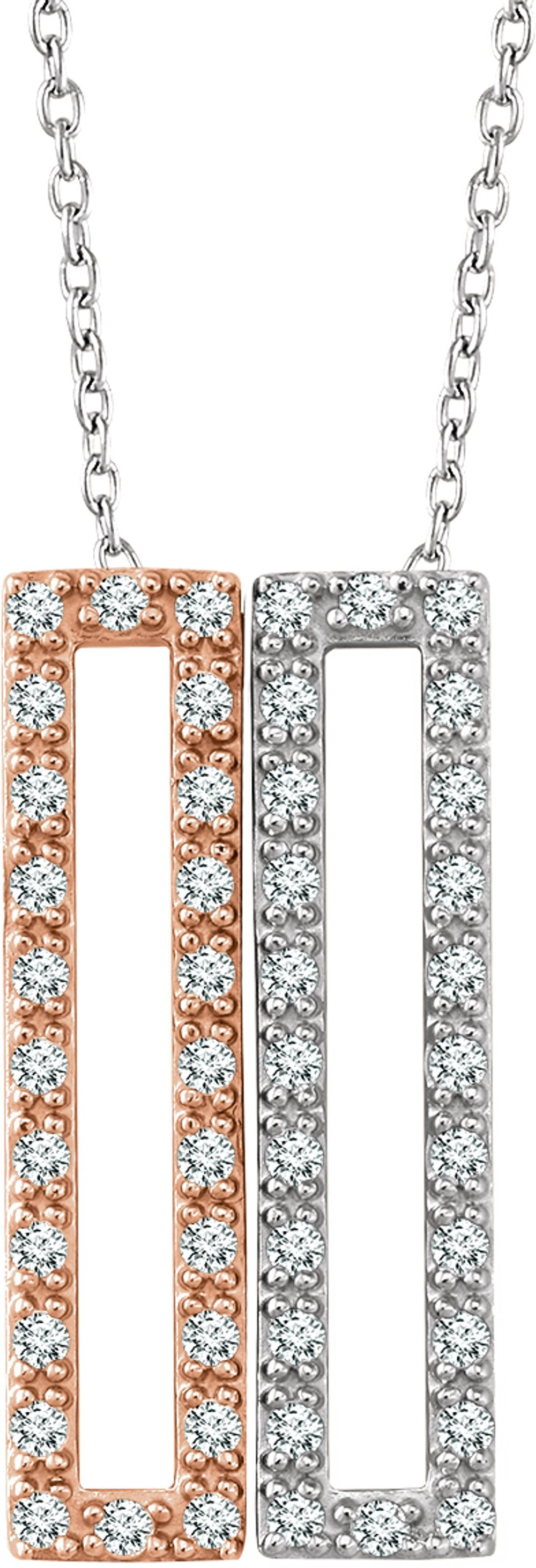 14K White/Rose Gold 1/3 CTW Natural Diamond Rectangle 16-18" Necklace