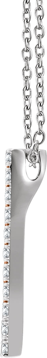 14K White/Rose Gold 1/3 CTW Natural Diamond Rectangle 16-18" Necklace