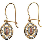 14K Yellow/Rose Oval Our Lady of Guadalupe Earrings