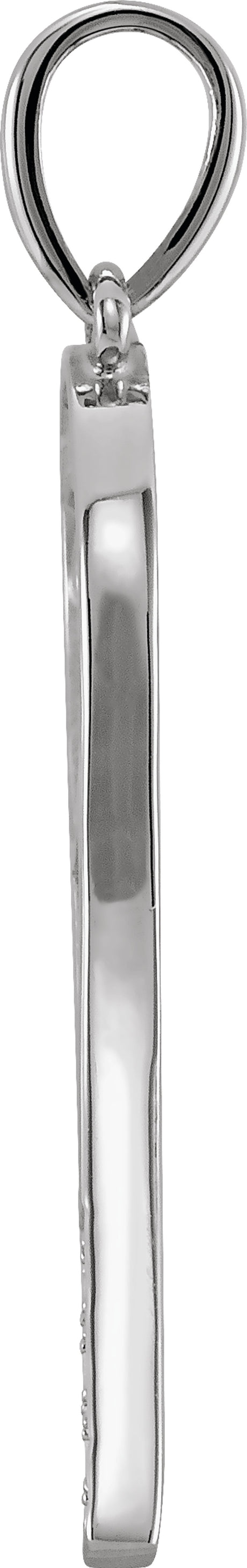 14K White Gold .01 CTW Natural Diamond  Tennis Racket Pendant