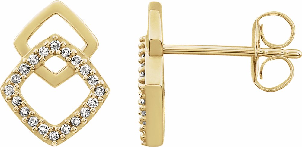 14K Yellow 1/10 CTW Natural Diamond Geometric Earrings 