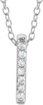 14K White .05 CTW Natural Diamond Bar 16-18" Necklace