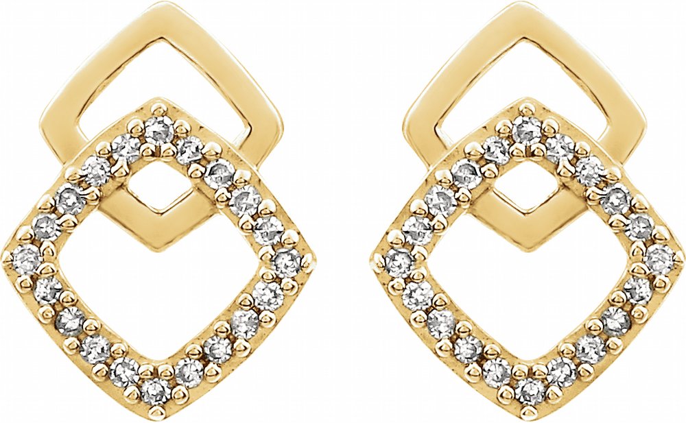 14K Yellow 1/10 CTW Natural Diamond Geometric Earrings