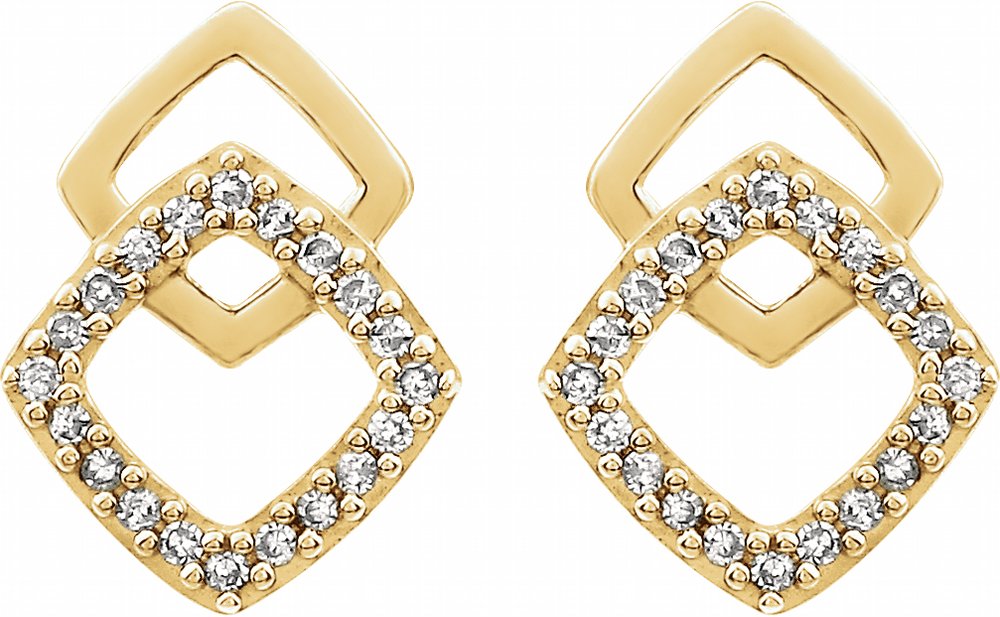 14K Yellow 1/10 CTW Natural Diamond Geometric Earrings