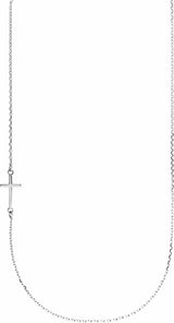 14K White Gold Off-Center Sideways Cross 16" Necklace  