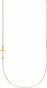 10K Yellow Off-Center Sideways Cross 16" Necklace