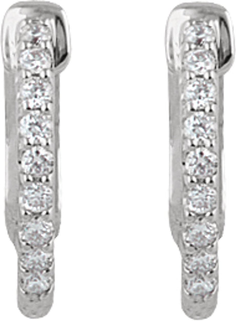 Sterling Silver Imitation White Cubic Zirconia Inside-Outside 14.5 mm Hinged Hoop Earrings