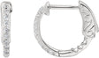 Sterling Silver Imitation White Cubic Zirconia Inside-Outside 14.5 mm Hinged Hoop Earrings