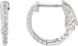 Sterling Silver Imitation White Cubic Zirconia Inside-Outside 14.5 mm Hinged Hoop Earrings