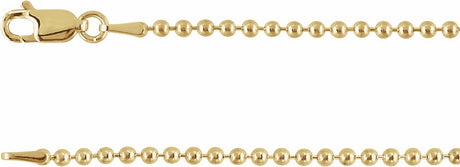 14K Yellow Gold 2 mm Hollow Bead 7" Chain