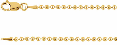 14K Yellow Gold-Filled 2 mm Hollow Bead 7" Chain