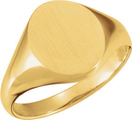 10K Yellow 11x9.5 mm Oval Signet Ring