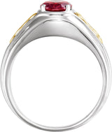 14K White/Yellow Lab-Grown Ruby Infinity Ring