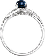 14K White Natural Blue Sapphire & .07 CTW Natural Diamond Ring