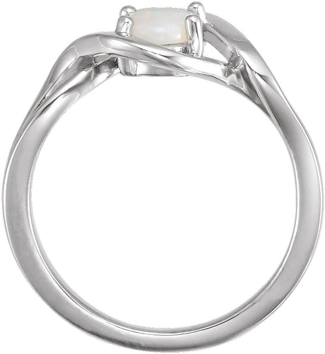 Sterling Silver Natural Opal Cabochon Ring